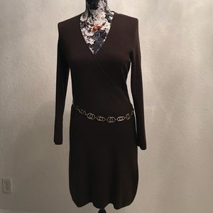 Ann Taylor Brown Dress INCLUDES necklace and belt